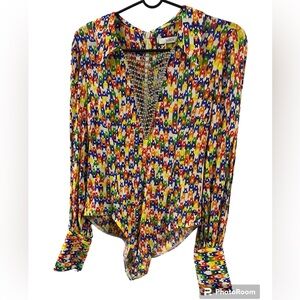 AREA vibrant crystal disco bodysuit